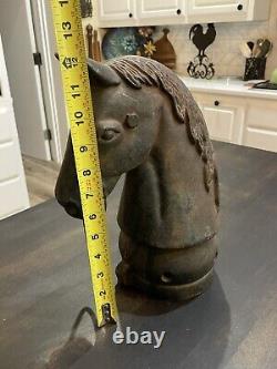 Antique 12 en Fonte Décorative Tête de Cheval en Fonte Poteau d'Attache Haut de 14 lbs