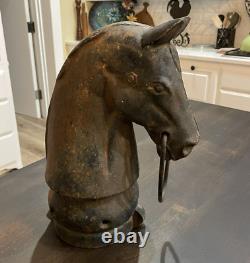 Antique 12 en Fonte Décorative Tête de Cheval en Fonte Poteau d'Attache Haut de 14 lbs