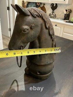 Antique 12 en Fonte Décorative Tête de Cheval en Fonte Poteau d'Attache Haut de 14 lbs
