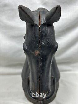 Antique 13 pouces en fonte décoration de tête de cheval pour poteau de hitching 16 lbs Lot B