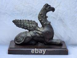 Antique 27.5 lb 15 Fonte de fonte de bronze Architectural Griffin Building Topper Decor