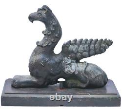 Antique 27.5 lb 15 Fonte de fonte de bronze Architectural Griffin Building Topper Decor