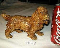 Antique Hubley Solid Cast Iron Tan Cocker Spaniel Dog Statue Porte Doorstop 5 Lb