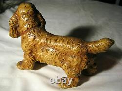 Antique Hubley Solid Cast Iron Tan Cocker Spaniel Dog Statue Porte Doorstop 5 Lb