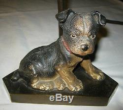 Antique Hubley USA Fonte Boston Terrier Chien Statue Lampe Art 6 Lb. Butée De Porte