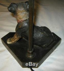 Antique Hubley USA Fonte Boston Terrier Chien Statue Lampe Art 6 Lb. Butée De Porte