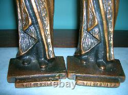 Antique Indian Native American The Chief Bookends Fonte, 8 Pouces, 4 Lbs