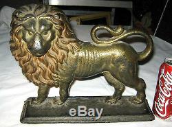 Antique Victorian Lourd Cast Iron Lion Énorme Art Statue Sculpture Doorstop 12 Lbs