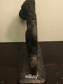 Antique Victorian Lourd Cast Iron Lion Énorme Art Statue Sculpture Doorstop 18 Lbs