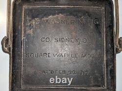 Antique Wagner Mfg Co Square Cast Iron Waffle Iron Breveté 1910 Resaison Des Besoins