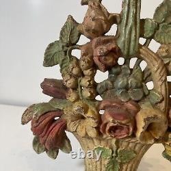 Arrêt de porte en fonte Hubley Vintage Panier de fleurs #189 - Peinture originale