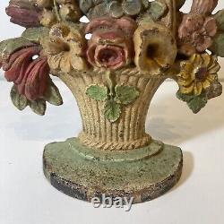Arrêt de porte en fonte Hubley Vintage Panier de fleurs #189 - Peinture originale