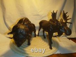 Art Populaire Rustique Bison Buffalo Cast Iron Statue 1o. 5l X7.5h 8,5lbs Original