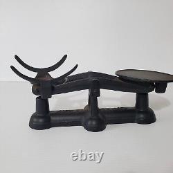 Balance standard en fonte vintage avec plateau poids de comptoir de 2 lb noir antique