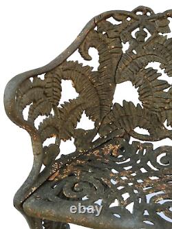 Banc en fonte antique, fougère et mûre, Fiske, NYC, 19e siècle, 68 kg, 137 cm