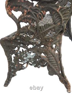Banc en fonte antique, fougère et mûre, Fiske, NYC, 19e siècle, 68 kg, 137 cm
