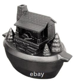 Bouilloire en fonte pour poêle à granulés en bois dans une cabane en rondins - humidificateur d'air rustique