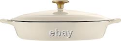 Braiser Couvert en Fonte 4 Qt Latte avec Bouton en Acier Inoxydable Doré, 80131/087DS