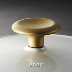 Braiser Couvert en Fonte 4 Qt Latte avec Bouton en Acier Inoxydable Doré, 80131/087DS