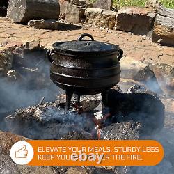 Bruntmor Chaudron en Fonte Prémariné de 8 Quart avec Couvercle pour Potjie Africain