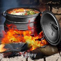 Bruntmor Chaudron en Fonte Prémariné de 8 Quart avec Couvercle pour Potjie Africain
