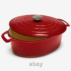 Brylanehome 6 Litre Fonte En Fer Émaillé Oval Casserole Dish, Rouge