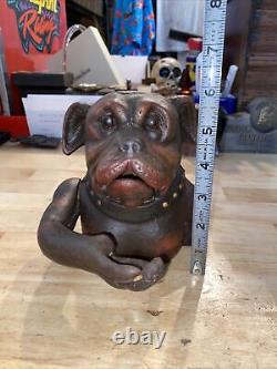 Bulldog Mécanique Piggy Bank Cast Iron Junkyard Dog Harley K9 Collector 5+ Lbs