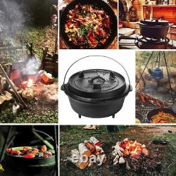 Camp Dutch Oven Pré-assaisonné Couvercle en fonte également une poêle pot de casserole avec couvercle