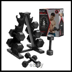Cap 100 Lbs. Cast Iron Dumbbell Set With Tree Rack 20 15 10 5 Pound Weight 100lb