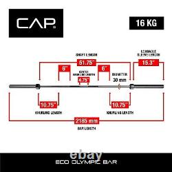 Cap Barbell Classic 7-foot Olympic 3 Piece Bar Chrome Haltérophilie 300 Lb Max