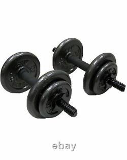 Cap Réglable 40lb Dumbbell Set Bar & Plaques Weight Lifting Home Gym Workout