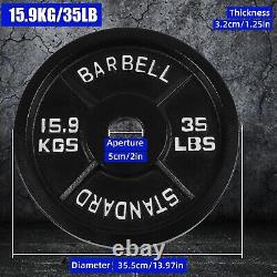 Cast Iron 2 Plaques De Poids Olympiques Barbell Lifting Fitness 2,5 10 20 25 35 Lbs