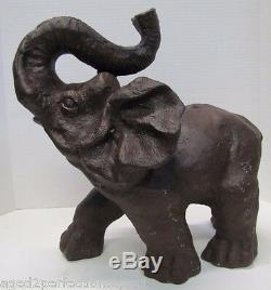 Cast Vintage Fer Art Elephant Cour Figural Jardin Doorstop Grand 31lb Lourd