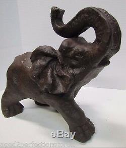 Cast Vintage Fer Art Elephant Cour Figural Jardin Doorstop Grand 31lb Lourd