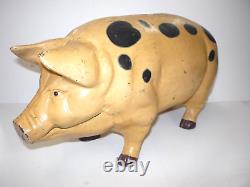 Cochon tirelire et cale-porte en fonte vintage, grand, rare, de 22 livres (10kg). 17 pouces (43cm) de long. Boucherie.