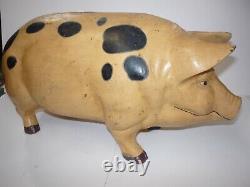 Cochon tirelire et cale-porte en fonte vintage, grand, rare, de 22 livres (10kg). 17 pouces (43cm) de long. Boucherie.