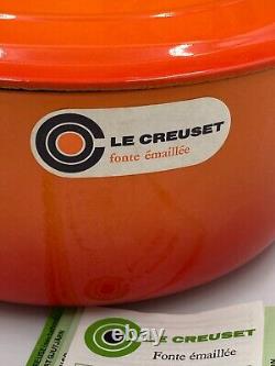 Cocotte Le Creuset vintage en fonte émaillée, couleur flamme orange 2501 E, 4,5 litres, neuve