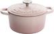 Cocotte En Fonte émaillée Ronde Artisanale, 7 Litres, Rose Pâle