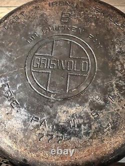 Couvercle et poêle à frire auto-arrosant Griswold #8 en fonte avec logo en relief 1098 B.