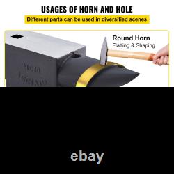 EN: VEVOR Cast Iron Anvil, 132 Lbs(60kg) Single Horn Anvil with Large Countertop and   	<br/> FR: Enclume en fonte VEVOR, 132 livres (60 kg) Enclume à un seul corne avec grand dessus de comptoir et