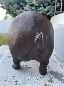 Énorme Tirelire en fonte antique en forme de cochon cochon Sculpture Cale-porte 24 livres 18 pouces Vintage