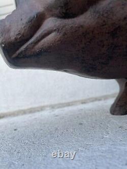 Énorme Tirelire en fonte antique en forme de cochon cochon Sculpture Cale-porte 24 livres 18 pouces Vintage