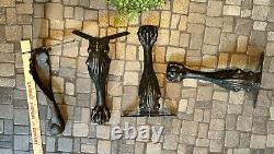 Ensemble de 4 pieds de table en fer forgé antique avec griffes en forme de pied, 10,75 pouces de hauteur