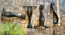 Ensemble de 4 pieds de table en fer forgé antique avec griffes en forme de pied, 10,75 pouces de hauteur