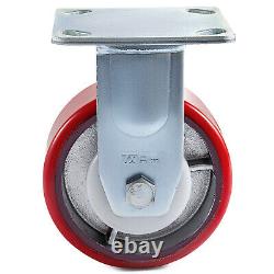 Ensemble de 4 roulettes lourdes robustes en polyuréthane sur roues en fonte sans marque de 6 pouces