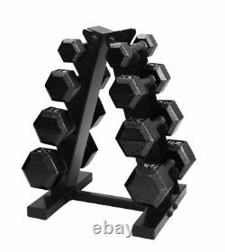Ensemble de haltères 4 paires avec support en A en fonte pour la musculation 100 lbs