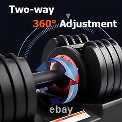 Ensemble de haltères réglables 2Pcs Paires de 50lbs poids d'exercices Entraînement de gymnase à domicile