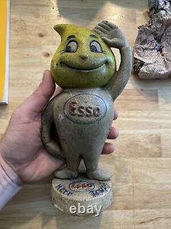 Esso Cast Iron Piggy Bank Metal 4+lb Homme Cave Banking Collector Banker Patina