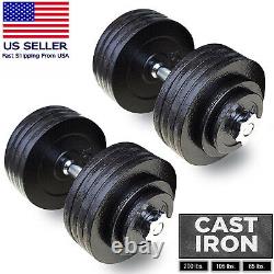 Fitness Maniac USA Ajustable Dumbbells Set Cast Iron Poids 200, 105, 65 Lbs