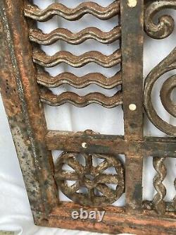 Grand Poids Lourd 60 Lbs Cast Iron Furnace D'ornate Grille Antivent De Fenêtre Antique #12